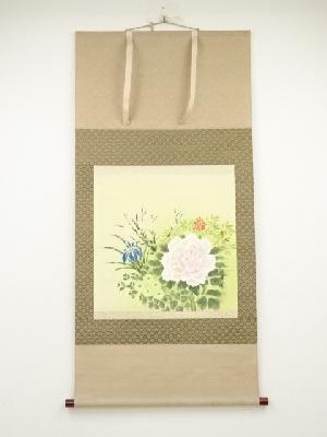 幸雪筆　四季草花　肉筆絹本掛軸